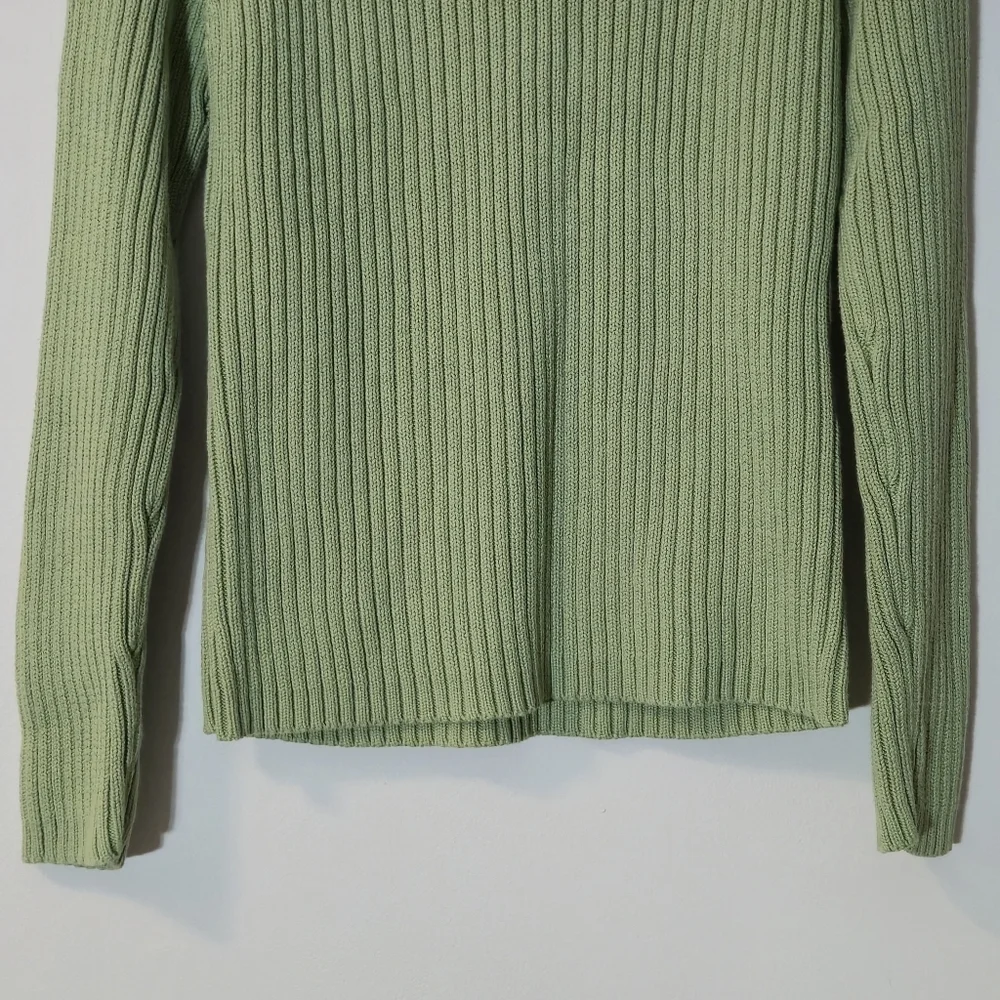 Reitmans XL Sage Green Ribbed Mock Neck Sweater Zipper Detail Soft Cotton Knit - Picture 3 of 12